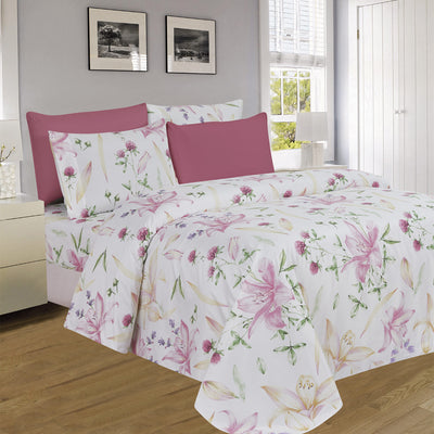 2 of 12:Ensemble de draps infroissables imprimés en microfibre PREMIUS Premium Amari 4 et 6 pièces 