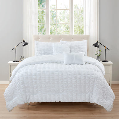 4 of 10:Rowan 5 Piece Puffy Seersucker Comforter Set 