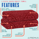 23 of 24:PREMIUS 2 Pack Damask 100% Cotton Yarn Dyed Bath Sheet Towel, 32x64 Inches 