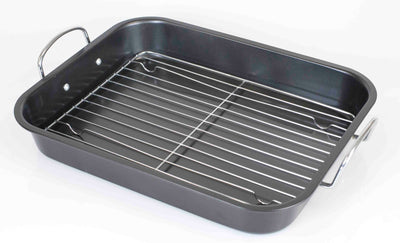 1 of 6:Home Basics Roast Pan with Grill Rack, Grey 