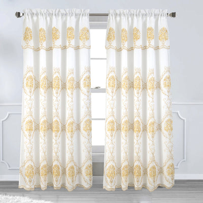 8 of 8:Panneau de fenêtre brodé floral Toulin avec cantonnière et support, 54 x 84 pouces 
