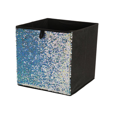 1 of 4:Neu Home Reversible Sequin Storage Cube in Silver 