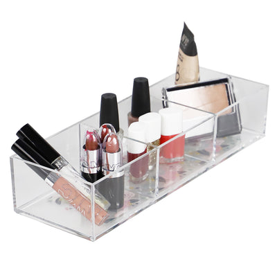 1 of 4:Home Basics Floral 3 Compartment Plastic Cosmetic Organizer, Clear 