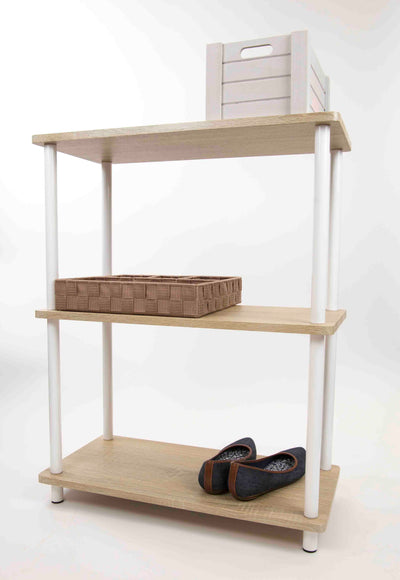 1 of 3:Étagère d'angle rectangulaire à 3 niveaux en pin Home Basics, naturelle 