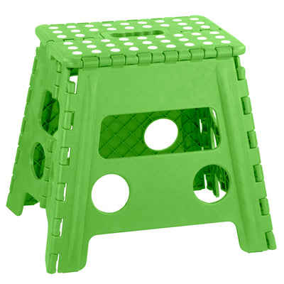 1 of 1:Home Basics Large Plastic Folding Stool with Non-Slip Dots, Green, 11.4x8.7x12.6 Inches 