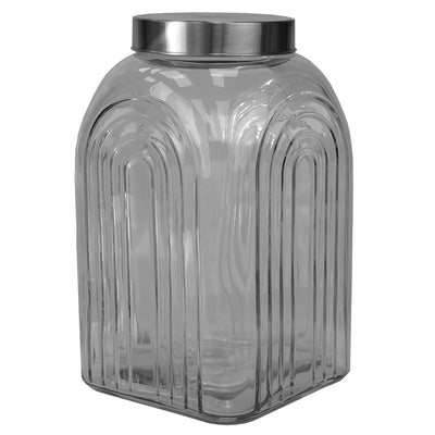 1 of 3:Home Basics Tarro de Vidrio Heritage 4.8 LT con Tapa Plateada 