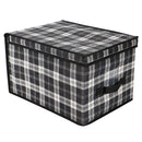 1 of 4:Home Basics Plaid Non-Woven Large Storage Box with Label Window, Black 