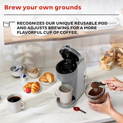 3 of 4:Instant Pot Single Serve K-Cup Pod Compatible Coffee Maker with Reusable Pod, 8-12oz, Grey 