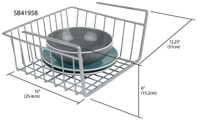 6 of 6:Home Basics Small Under Shelf Vinyl Coated Steel Basket, Silver 