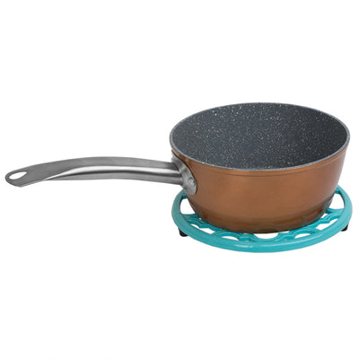 7 of 15:Home Basics Moroccan Lattice Collection Cast Iron Trivet, Turquoise, 8x8x.5 Inches 