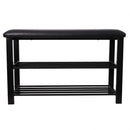 2 of 4:Home Basics Cushioned Storage Bench with 2 Tier Steel Shoe Rack, Black 