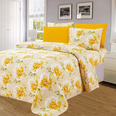 4 of 4:PREMIUS Mariegold Wrinkle-Free Microfiber Sheet Set, Yellow 