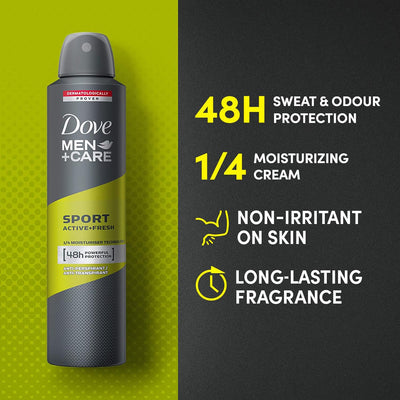 4 of 4:Dove Men Care Anti-Perspirant Deodorant Spray, Sport Active Fresh, 250 ml 