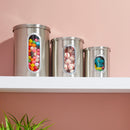 4 of 4:Home Basics Lot de 3 boîtes de conservation en acier inoxydable avec fenêtre, argent 
