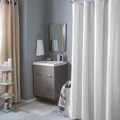 2 of 4:Rideau de douche Bath Bliss en microfibre douce au toucher, motif seersucker, blanc 