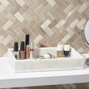 6 of 7:Home Basics Marble Vanity Tray, White & Grey, 12x6x2 Inches 
