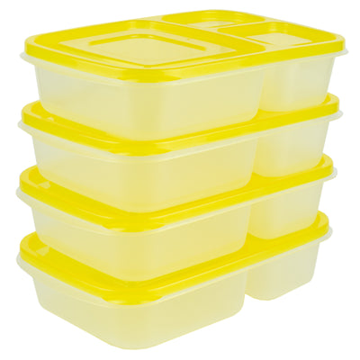 1 of 5:Boîtes de conservation en plastique Home Basics à 3 compartiments (lot de 8), jaune 