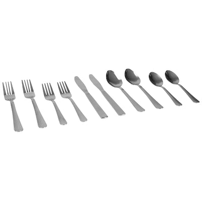 2 of 4:Home Basics Danbury Juego de cubiertos de acero inoxidable de 20 piezas, color plateado 