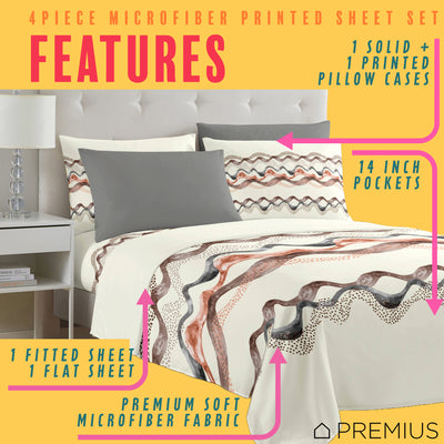 23 of 28:PREMIUS Zoey Soft Wrinkle-Free Microfiber Sheet Set, Beige 
