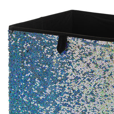 3 of 4:Neu Home Reversible Sequin Storage Cube in Silver 