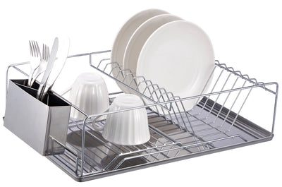 1 of 3:Home Basics Escurreplatos de acero cromado con bandeja 
