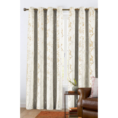 3 of 11:Marquis Velvet Mable Metallic Printed Grommet Window Panel, 54x84 Inches 