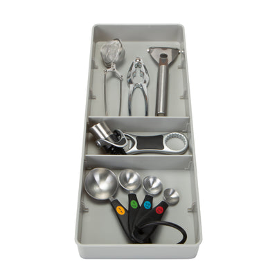 1 of 3:Detalles de la cocina Organizador de cajones ajustable en gris 