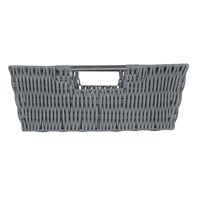 2 of 4:Simplify Shelf Storage Rattan Tote Basket in Charcoal 
