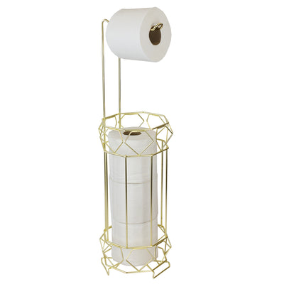 1 of 12:Home Basics Prism Freestanding Dispensing Toilet Paper Holder, Gold 