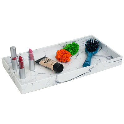1 of 3:Home Basics Faux Marble Vanity Tray, White 