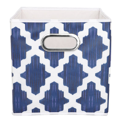 2 of 4:Home Basics Lattice Collapsible Non-Woven Storage Bin with Grommet Handle, Navy 