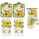 5 of 61:PREMIUS 5 Piece Printed Kitchen Linen Set, 2 Cotton Towels, 2 Pot Holders, 1 Oven Mitt 
