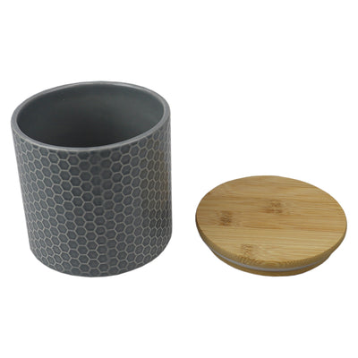 2 of 4:Home Basics Honeycomb Small Ceramic Canister, Grey 