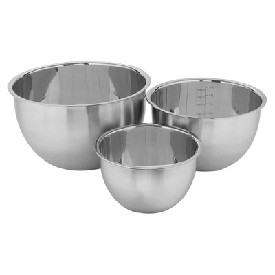 1 of 3:Home Basics 3 Piece Stainless Steel Nesting Mixing Bowls 