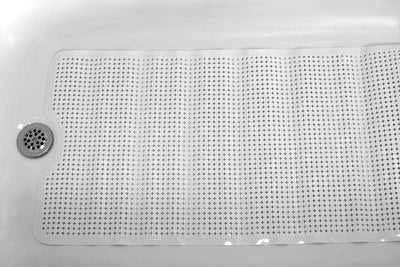 4 of 4:Home Basics Alfombrilla de baño de plástico con parte frontal en forma de U y parte trasera de ventosa, color blanco 