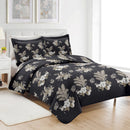 6 of 10:PREMIUS Mia 3 Piece Microfiber Wrinkle-Free Quilt Set, Black-Taupe 