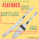 2 of 4:PREMIUS Stainless Steel Cake Server and Knife Set with Plastic Crystal Handle, 13 & 10.5 Inches (Pack of 2) 