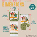 15 of 61:PREMIUS 5 Piece Printed Kitchen Linen Set, 2 Cotton Towels, 2 Pot Holders, 1 Oven Mitt 