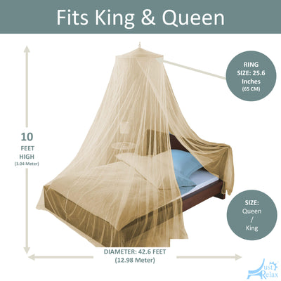 4 of 7:Just Relax Elegant Mosquito Net Bed Canopy Set, Beige, Queen-King 