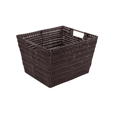 1 of 4:Simplify Large Rattan Storage Tote Basket in Chocolate 