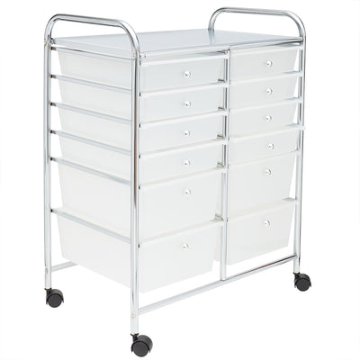 1 of 4:Carrito de almacenamiento Home Basics con 12 cajones, color blanco 