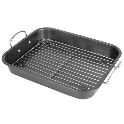 2 of 6:Home Basics Roast Pan with Grill Rack, Grey 