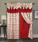 1 of 1:Panneau passe-tringle Devika Jacquard avec cantonnière et support, bordeaux, 140 x 213 cm (paquet de 12) 