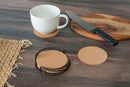 4 of 4:Home Basics Natural Cork 6 Piece Coaster Set with Scroll Collection Steel Holder 