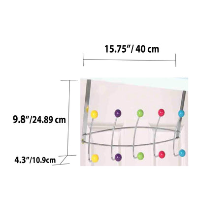 3 of 3:Home Basics Estante organizador de acero con 5 ganchos dobles de madera sobre la puerta, multicolor 