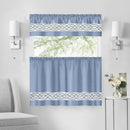33 of 40:Paige Embroidered Kitchen Curtain and Valance Set, Tiers 55x36, Valance 55x13 Inches 