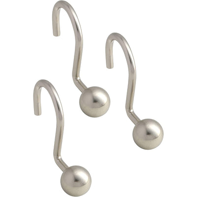 1 of 2:Crochets de rideau de douche en métal populaires, boule de bain, nickel, paquet de 12 