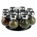 1 of 6:Home Basics Contemporary Low Profile Revolving 8-Jar Spice Rack Set, Black 
