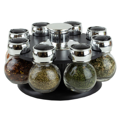 1 of 6:Home Basics Contemporary Low Profile Revolving 8-Jar Spice Rack Set, Black 