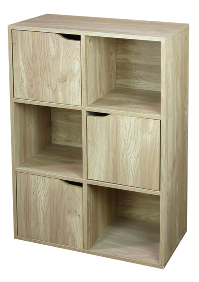 1 of 6:Home Basics 6 Cube Wood Storage Shelf with Doors, Natural 